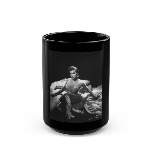 Debra Paget #233 - Vintage B&W 8x10 Full Body Glamour Dress Photo from late 50's (Vintage Female Icon) Black Coffee Mug-15oz-Go Mug Yourself