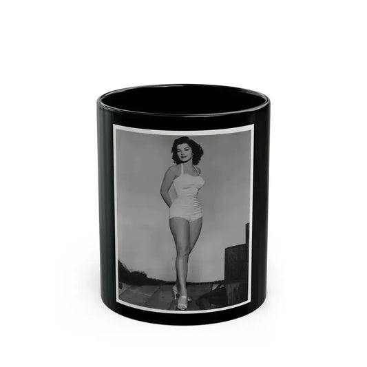 Debra Paget #263 - 8x10 Full Body 1-Piece White Swimsuit Cheesecake Photo Re-Strike from Mid 50's (Vintage Female Icon) Black Coffee Mug 11oz - Go Mug Yourself