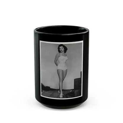 Debra Paget #263 - 8x10 Full Body 1-Piece White Swimsuit Cheesecake Photo Re-Strike from Mid 50's (Vintage Female Icon) Black Coffee Mug 15oz - Go Mug Yourself