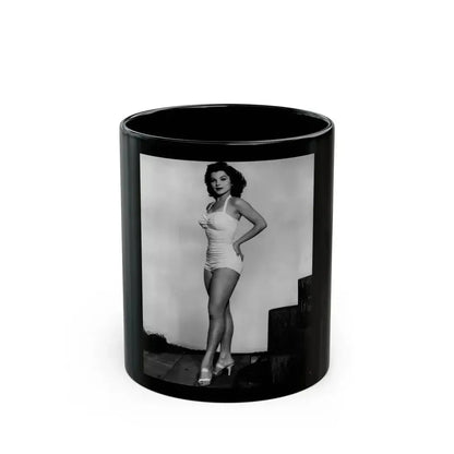 Debra Paget #264 - 8x10 Full Body 1-Piece White Swimsuit Cheesecake Photo Re-Strike from Mid 50's 2 (Vintage Female Icon) Black Coffee Mug 11oz - Go Mug Yourself