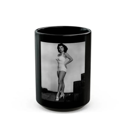 Debra Paget #264 - 8x10 Full Body 1-Piece White Swimsuit Cheesecake Photo Re-Strike from Mid 50's 2 (Vintage Female Icon) Black Coffee Mug 15oz - Go Mug Yourself