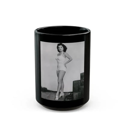 Debra Paget #264 - 8x10 Full Body 1-Piece White Swimsuit Cheesecake Photo Re-Strike from Mid 50's (Vintage Female Icon) Black Coffee Mug 15oz - Go Mug Yourself