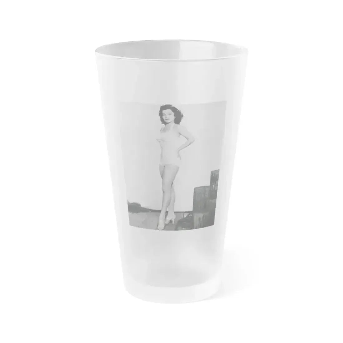 Debra Paget #264 - 8x10 Full Body 1-Piece White Swimsuit Cheesecake Photo Re-Strike from Mid 50's (Vintage Female Icon) Frosted Pint Glass 16oz 16oz Frosted - Go Mug Yourself
