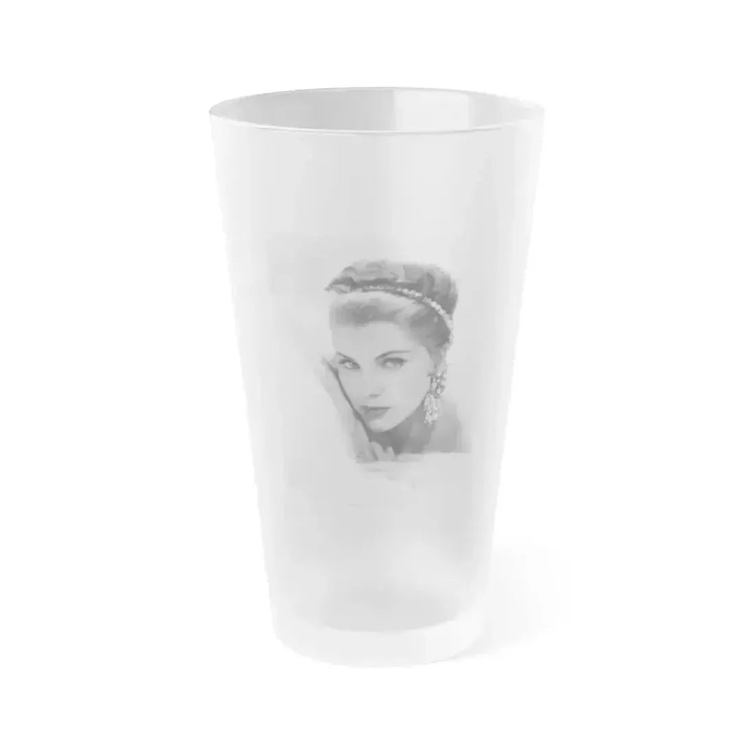 Debra Paget #268 - 8x10 Vintage B&W Glamour Portrait with, head, shoulders, arms & hands from Paramount '57 (Vintage Female Icon) Frosted Pint Glass 16oz 16oz Frosted - Go Mug Yourself