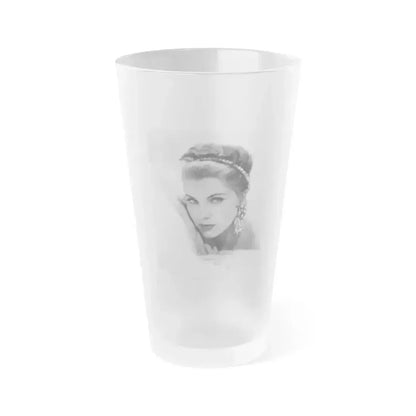 Debra Paget #268 - 8x10 Vintage B&W Glamour Portrait with, head, shoulders, arms & hands from Paramount '57 (Vintage Female Icon) Frosted Pint Glass 16oz 16oz Frosted - Go Mug Yourself