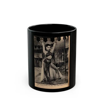 Debra Paget #413 - Show Mag. '55 - 1 B&W Photo (Vintage Female Icon) Black Coffee Mug 11oz - Go Mug Yourself