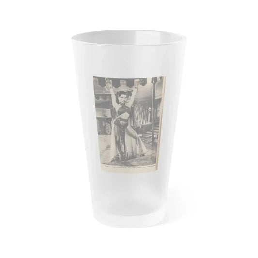 Debra Paget #413 - Show Mag. '55 - 1 B&W Photo (Vintage Female Icon) Frosted Pint Glass 16oz 16oz Frosted - Go Mug Yourself