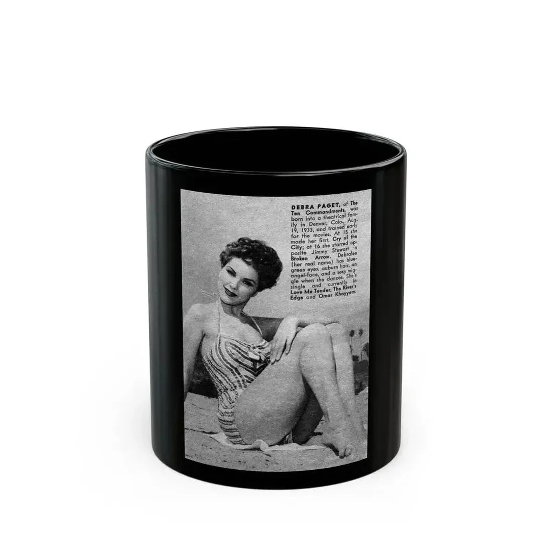 Debra Paget #441 - B&W Mag. Scan (Vintage Female Icon) Black Coffee Mug 11oz - Go Mug Yourself