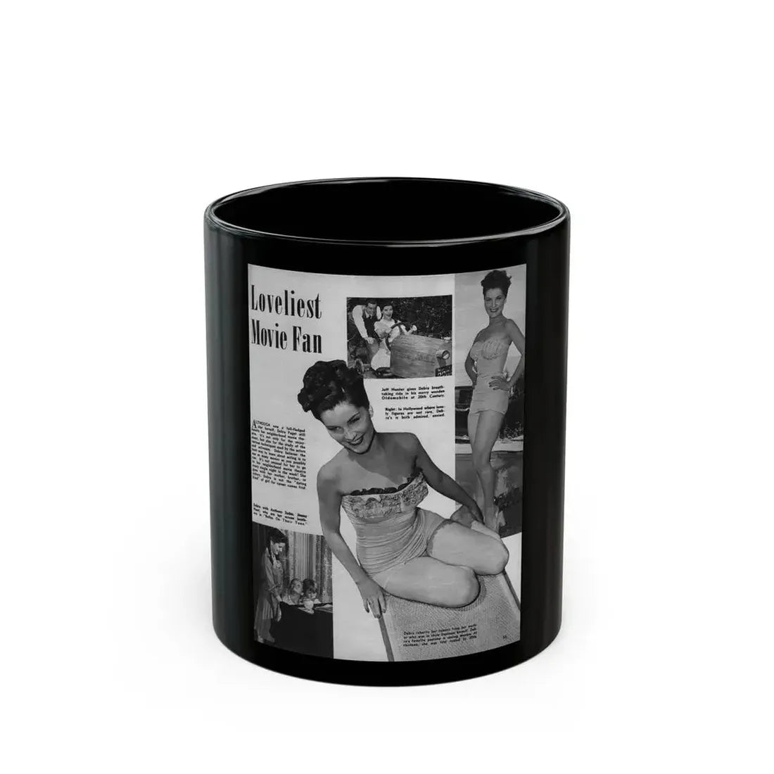 Debra Paget #445 - B&W Mag. Scan (Vintage Female Icon) Black Coffee Mug - Go Mug Yourself