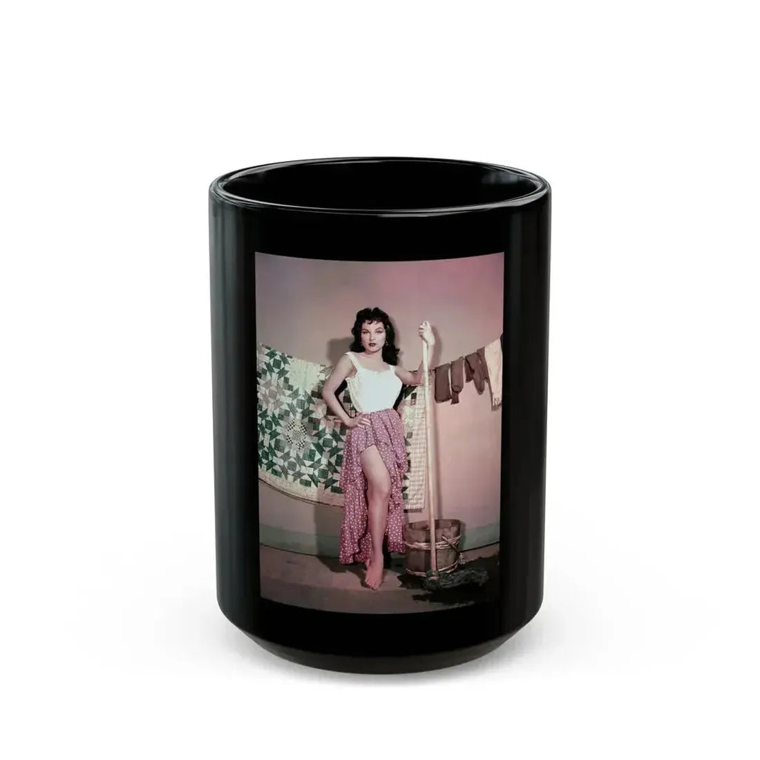 Debra Paget #446 (Vintage Female Icon) Black Coffee Mug 15oz - Go Mug Yourself