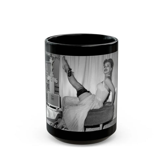 Debra Paget #457 (Vintage Female Icon) Black Coffee Mug-15oz-Go Mug Yourself