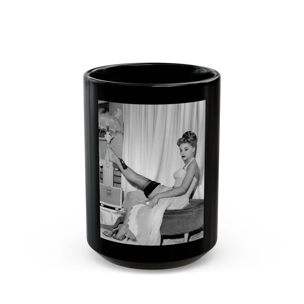 Debra Paget #458 (Vintage Female Icon) Black Coffee Mug-15oz-Go Mug Yourself