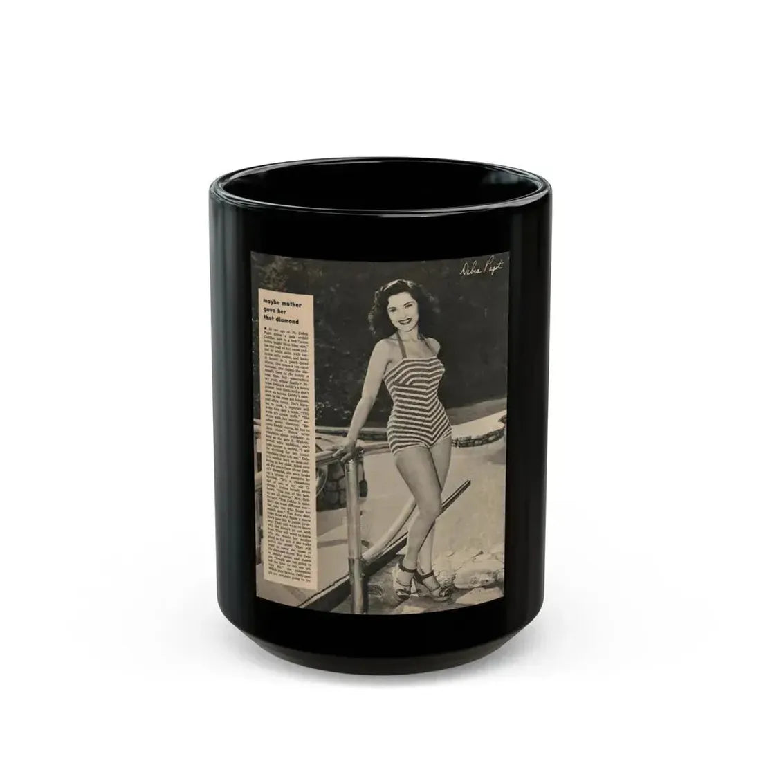 Debra Paget #464 (Vintage Female Icon) Black Coffee Mug 15oz - Go Mug Yourself