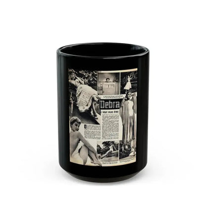 Debra Paget #482 - 7 B&W Photos on French Mag. Page (Vintage Female Icon) Black Coffee Mug 15oz - Go Mug Yourself