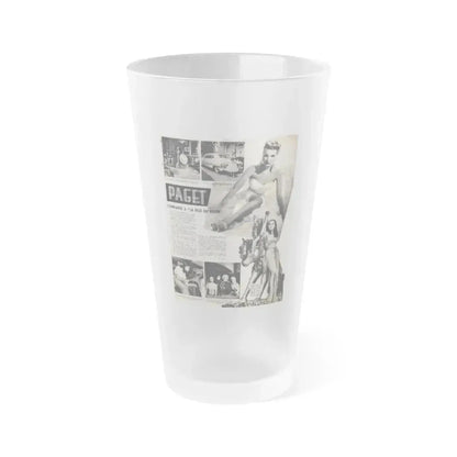 Debra Paget #483 - 6 B&W Photos on French Mag. Page (Vintage Female Icon) Frosted Pint Glass 16oz 16oz Frosted - Go Mug Yourself