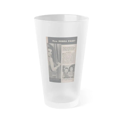 Debra Paget #484 - Pages 88 Pages 1 of 6 with, Debbie+2 B&W Photos, Headline & Article from Scope Digest Mag. Nov. '55 (Vintage Female Icon) Frosted Pint Glass 16oz 16oz Frosted - Go Mug Yourself