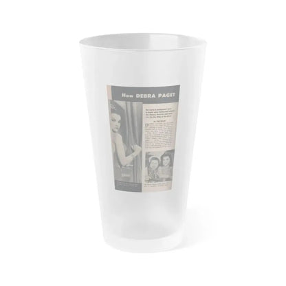 Debra Paget #484 - Pages 88 Pages 1 of 6 with, Debbie+2 B&W Photos, Headline & Article from Scope Digest Mag. Nov. '55 (Vintage Female Icon) Frosted Pint Glass 16oz 16oz Frosted - Go Mug Yourself