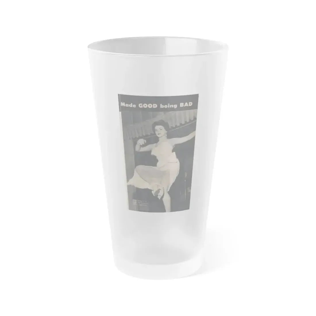 Debra Paget #484 - Pages 89 Pages 2 of 6 with, Debbie+1 B&W Photo, Headline from Scope Digest Mag. Nov. '55 (Vintage Female Icon) Frosted Pint Glass 16oz 16oz Frosted - Go Mug Yourself