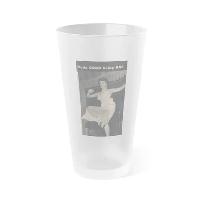 Debra Paget #484 - Pages 89 Pages 2 of 6 with, Debbie+1 B&W Photo, Headline from Scope Digest Mag. Nov. '55 (Vintage Female Icon) Frosted Pint Glass 16oz 16oz Frosted - Go Mug Yourself