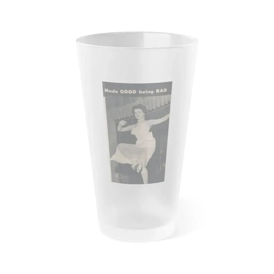 Debra Paget #484 - Pages 89 Pages 2 of 6 with, Debbie+1 B&W Photo, Headline from Scope Digest Mag. Nov. '55 (Vintage Female Icon) Frosted Pint Glass 16oz 16oz Frosted - Go Mug Yourself