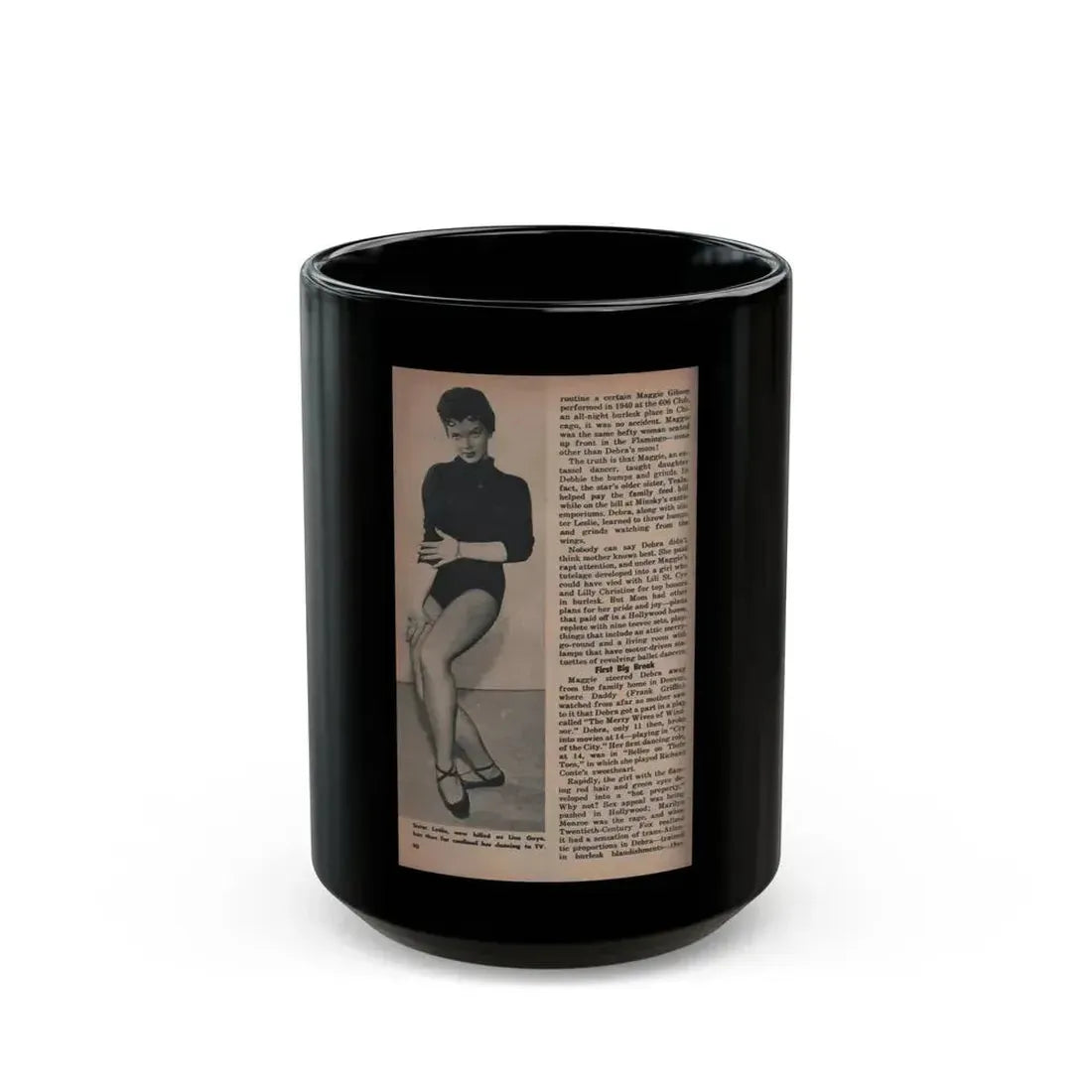 Debra Paget #486 - Scope Digest Mag. Nov. '55 - 1 B&W Photos of Sister & Article (Vintage Female Icon) Black Coffee Mug 15oz - Go Mug Yourself