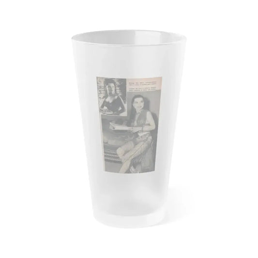 Debra Paget #487 - Scope Digest Mag. Nov. '55 - 2 B&W Photos & Captions (Vintage Female Icon) Frosted Pint Glass 16oz 16oz Frosted - Go Mug Yourself