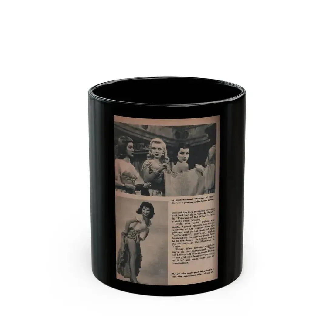 Debra Paget #488 - Scope Digest Mag. Nov. '55 - 2 B&W Photos & Article (Vintage Female Icon) Black Coffee Mug 11oz - Go Mug Yourself