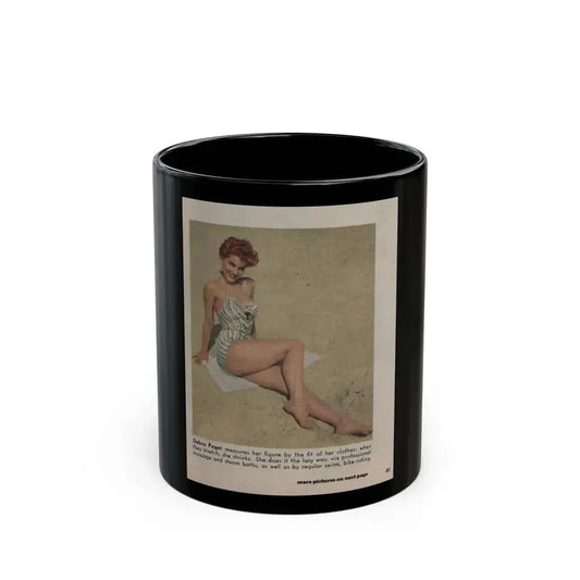 Debra Paget #494 - [Pages 49] Pages 1 of 1 with, Corner Color Debbie Photo+Caption from Modern Screen Mag. July '55 (Vintage Female Icon) Black Coffee Mug 11oz - Go Mug Yourself