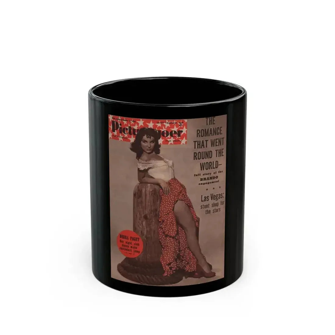 Debra Paget #511 - Debbie Picturegoer 12-11-54 Mag. Cover Promo Pic from ''The Gambler From Natchez'' '54 (Vintage Female Icon) Black Coffee Mug 11oz - Go Mug Yourself