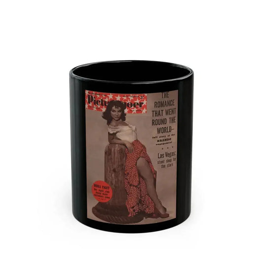 Debra Paget #511 - Debbie Picturegoer 12-11-54 Mag. Cover Promo Pic from ''The Gambler From Natchez'' '54 (Vintage Female Icon) Black Coffee Mug 11oz - Go Mug Yourself