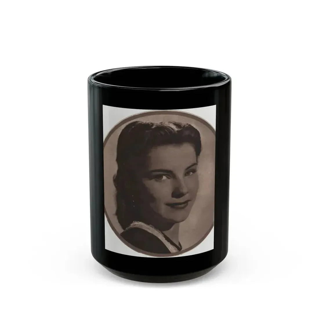 Debra Paget #512 - Magazine Clipping B&W Portrair Framed Photo from late 40's (Vintage Female Icon) Black Coffee Mug 15oz - Go Mug Yourself