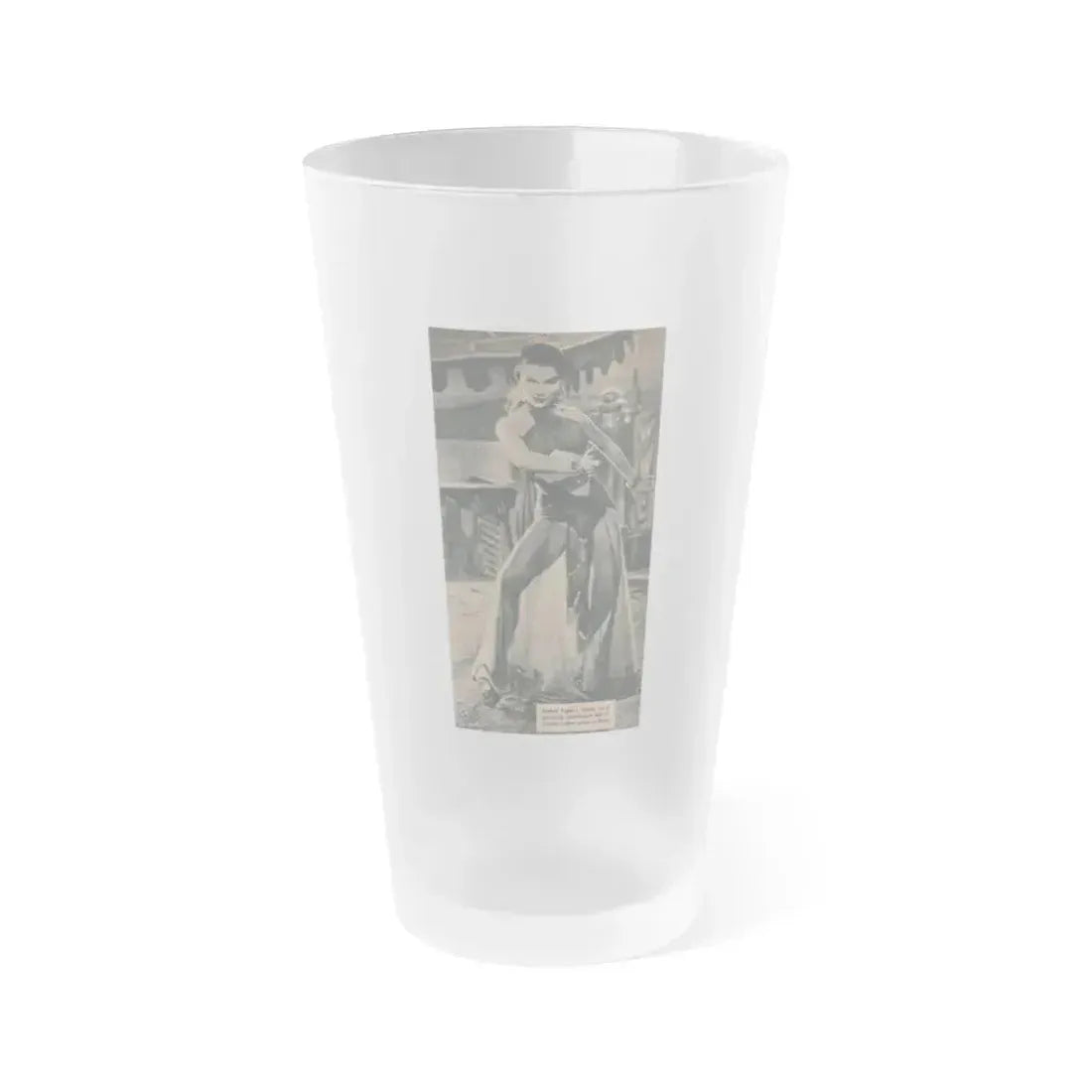 Debra Paget #516 - Magazine Clipping B&W Photo & Caption from 1954 ''Princess of The Nile'' '54 Promo Photo (Vintage Female Icon) Frosted Pint Glass 16oz 16oz Frosted - Go Mug Yourself