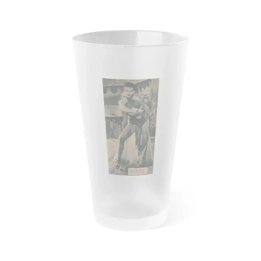 Debra Paget #516 - Magazine Clipping B&W Photo & Caption from 1954 ''Princess of The Nile'' '54 Promo Photo (Vintage Female Icon) Frosted Pint Glass 16oz 16oz Frosted - Go Mug Yourself