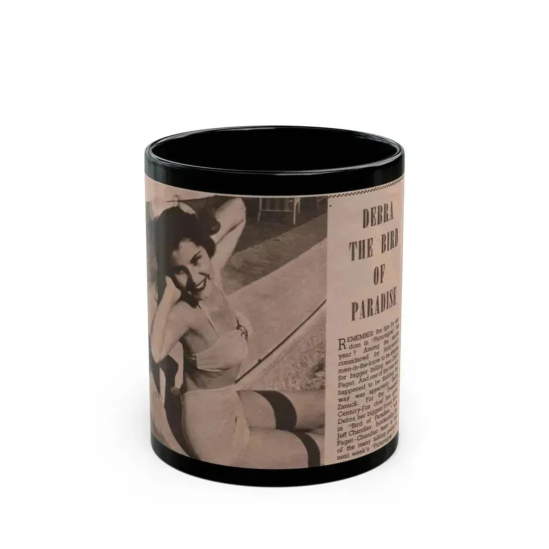 Debra Paget #519 - Magazine Clipping B&W Photo & Article from 1951 (Vintage Female Icon) Black Coffee Mug 11oz - Go Mug Yourself