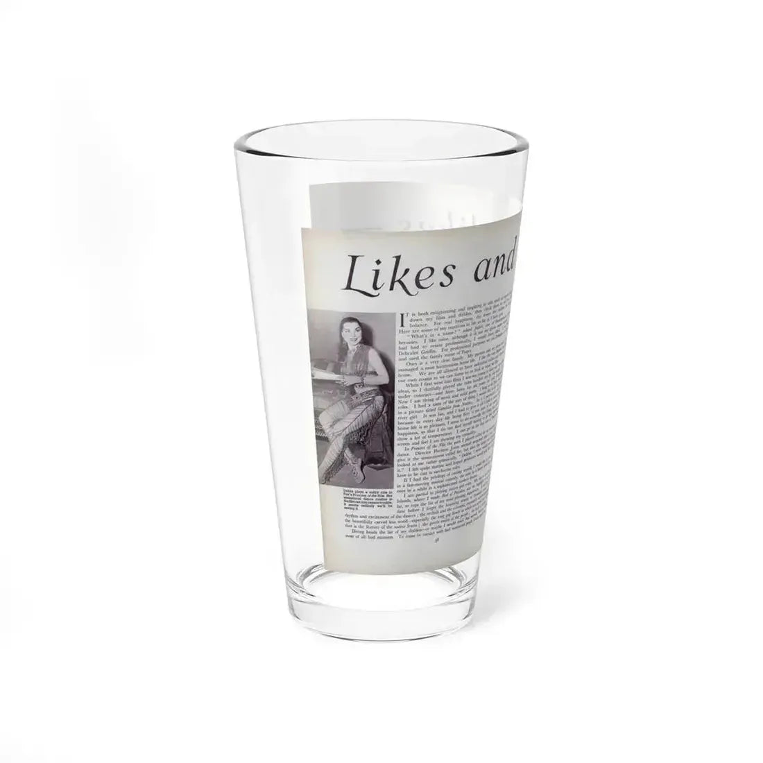 Debra Paget #521 - Debbie on Pages 58 & 59 Unknown Movie Star Magazine with, 2 B&W Photos and Article Mid 50's (Vintage Female Icon) Pint Glass 16oz - Go Mug Yourself