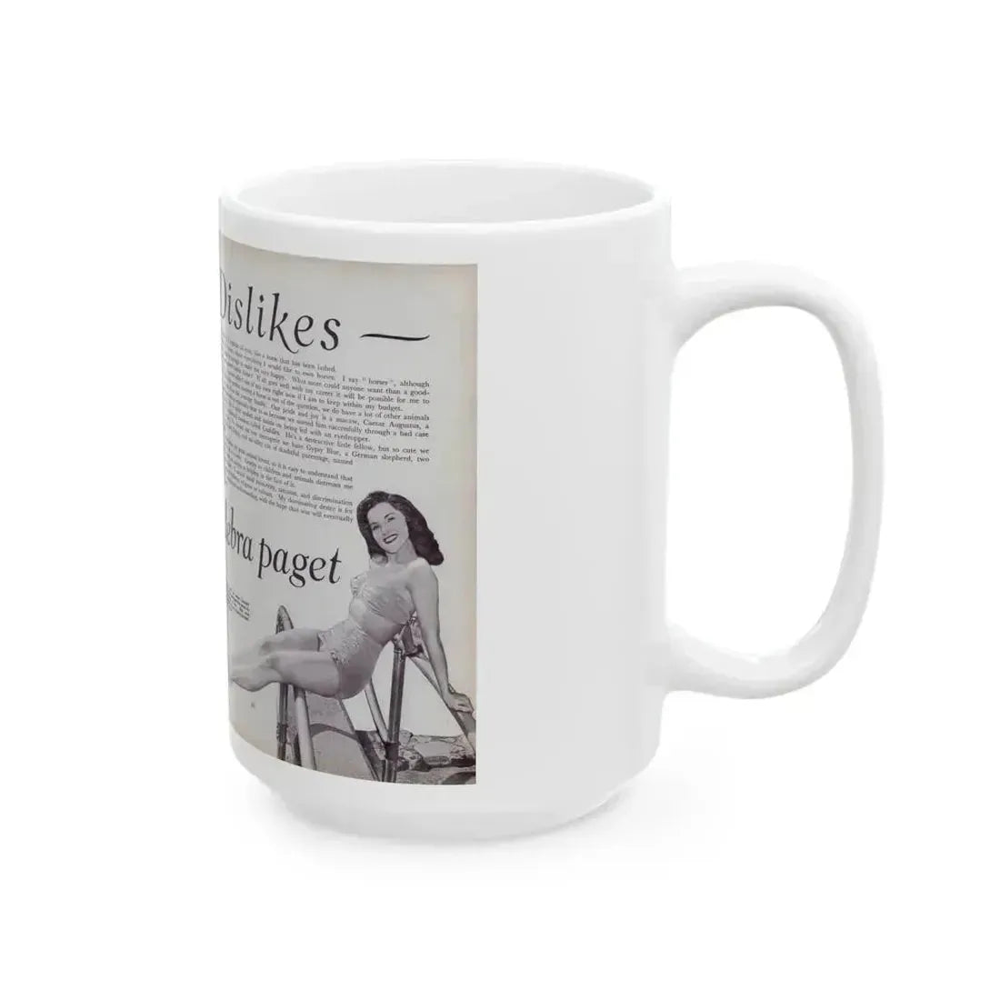 Debra Paget #521 - Debbie on Pages 58 & 59 Unknown Movie Star Magazine with, 2 B&W Photos and Article Mid 50's (Vintage Female Icon) White Coffee Mug - Go Mug Yourself