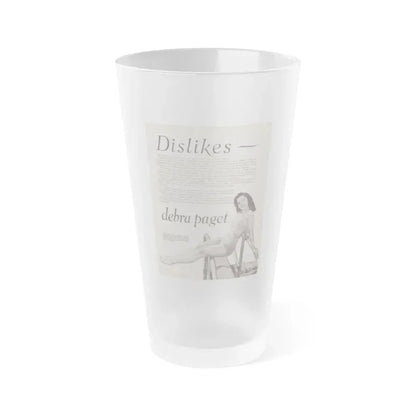 Debra Paget #522 - Magazine Page 2 of 2 1 B&W Pin-Up Photo Early 50's+Article (Vintage Female Icon) Frosted Pint Glass 16oz 16oz Frosted - Go Mug Yourself