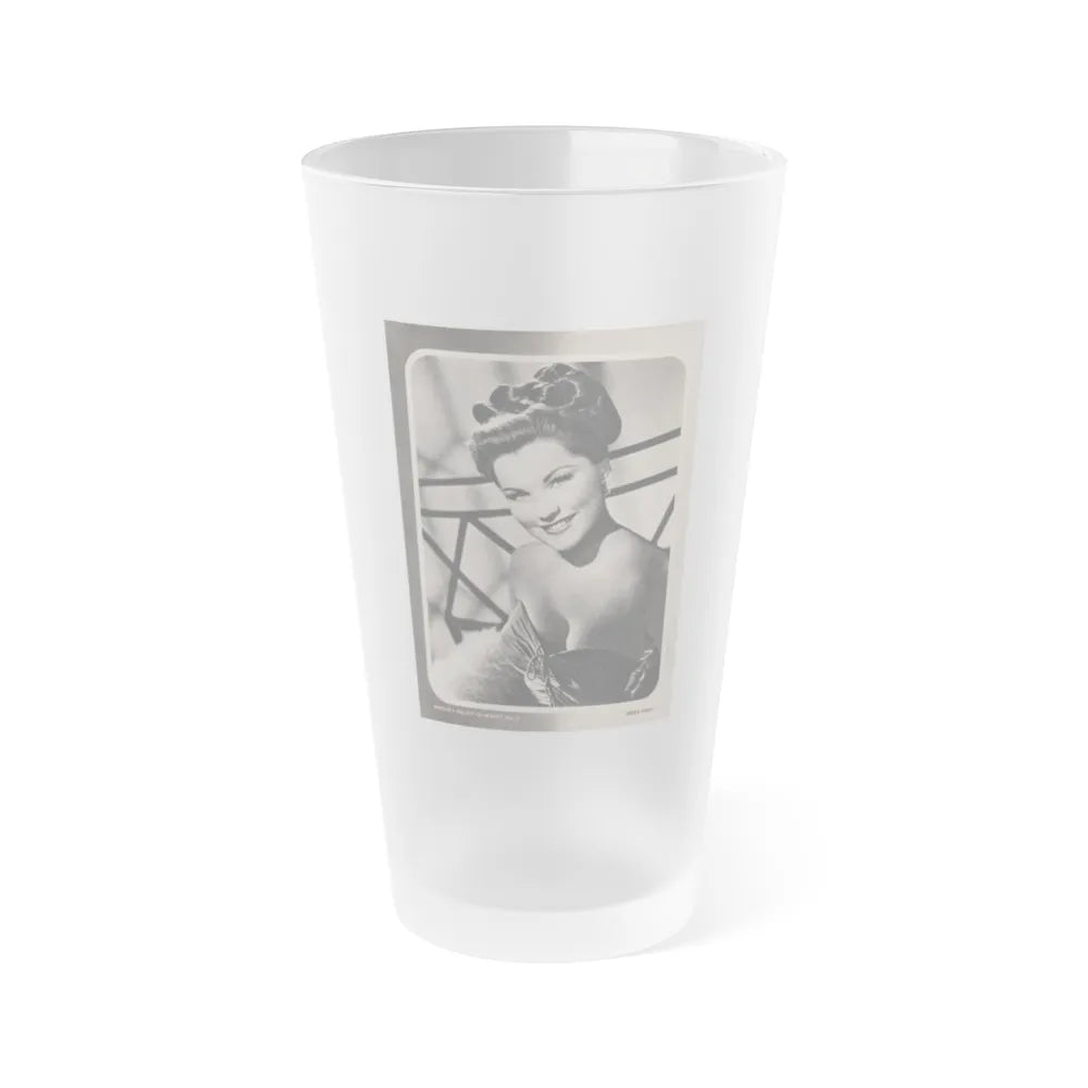 Debra Paget #524 - 1 B&W Glamour Promo Photo on Magazine Page Circa 50's (Vintage Female Icon) Frosted Pint Glass 16oz-16oz-Frosted-Go Mug Yourself