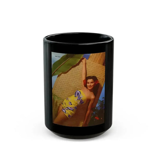 Debra Paget #542 - Debbie in Color from Photoplay Pin Ups 1952 Issue #1 (Vintage Female Icon) Black Coffee Mug 15oz - Go Mug Yourself