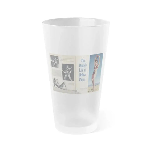 Debra Paget #547 - Pages 26 & 27 Pages 1 & 2 of 4 with, Debbie 3 B&W Photos, Captions & Article+1 Color from SCAMP Mag. Sept. '58 (Vintage Female Icon) Frosted Pint Glass 16oz 16oz Frosted - Go Mug Yourself