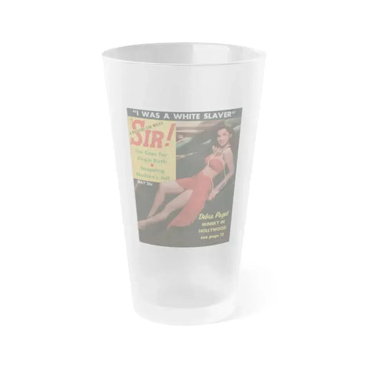 Debra Paget #591 - Sir! Mag. May '57 - Debbie on Cover in Color & 4-Page Spread inside (Vintage Female Icon) Frosted Pint Glass 16oz 16oz Frosted - Go Mug Yourself