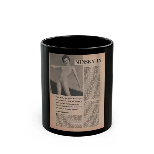 Debra Paget #592 - Sir! Mag. May '57 [Pages 10-13] Pages 1 of 4 with 1 B&W Photo & Article (Vintage Female Icon) Black Coffee Mug 11oz - Go Mug Yourself