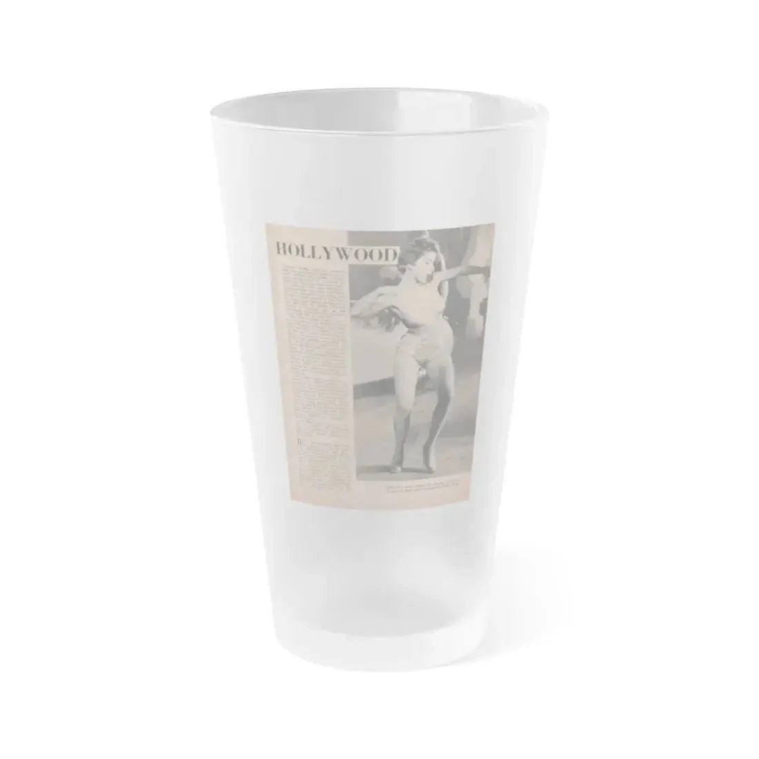 Debra Paget #593 - Sir! Mag. May '57 Pages 10-13 Pages 2 of 4 with 1 B&W Photo, Caption & Article (Vintage Female Icon) Frosted Pint Glass 16oz 16oz Frosted - Go Mug Yourself