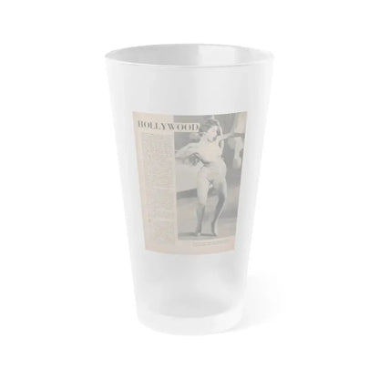 Debra Paget #593 - Sir! Mag. May '57 Pages 10-13 Pages 2 of 4 with 1 B&W Photo, Caption & Article (Vintage Female Icon) Frosted Pint Glass 16oz 16oz Frosted - Go Mug Yourself