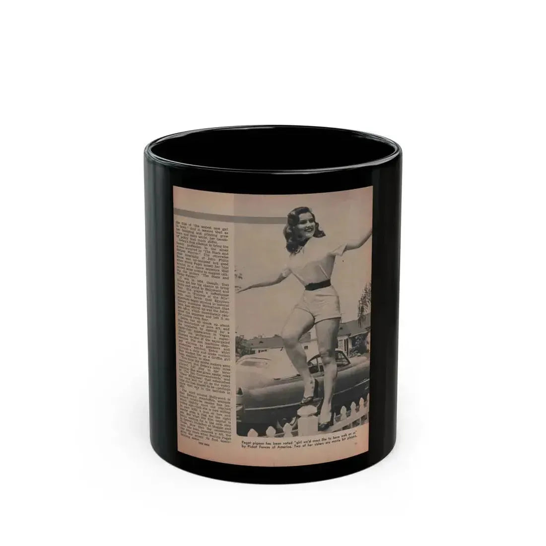 Debra Paget #595 - Sir! Mag. May '57 [Pages 10-13] Pages 4 of 4 with 1 B&W Photo, Caption & Article end (Vintage Female Icon) Black Coffee Mug 11oz - Go Mug Yourself