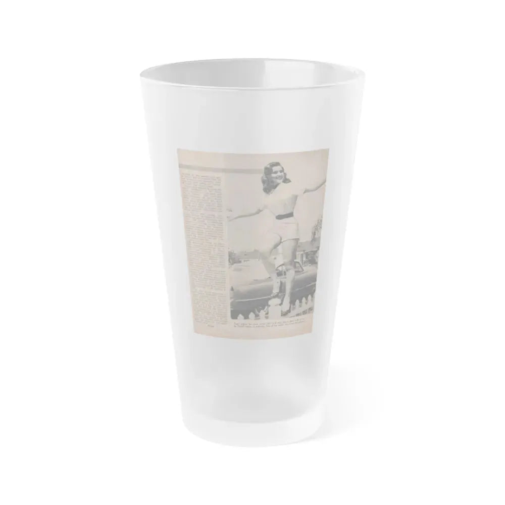 Debra Paget #595 - Sir! Mag. May '57 Pages 10-13 Pages 4 of 4 with 1 B&W Photo, Caption & Article end (Vintage Female Icon) Frosted Pint Glass 16oz 16oz Frosted - Go Mug Yourself