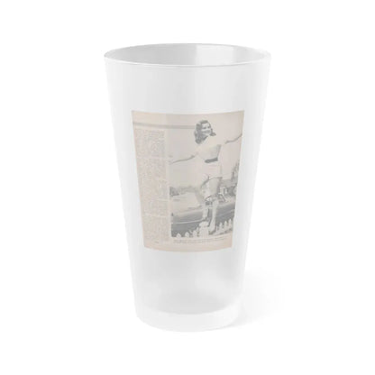 Debra Paget #595 - Sir! Mag. May '57 Pages 10-13 Pages 4 of 4 with 1 B&W Photo, Caption & Article end (Vintage Female Icon) Frosted Pint Glass 16oz 16oz Frosted - Go Mug Yourself