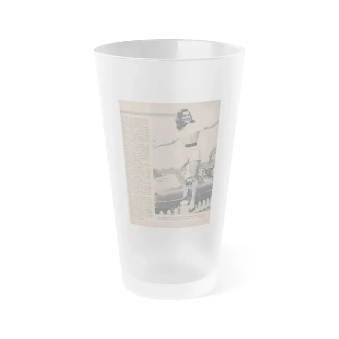 Debra Paget #595 - Sir! Mag. May '57 Pages 10-13 Pages 4 of 4 with 1 B&W Photo, Caption & Article end (Vintage Female Icon) Frosted Pint Glass 16oz 16oz Frosted - Go Mug Yourself