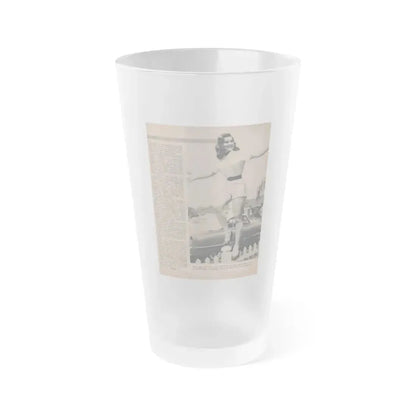 Debra Paget #595 - Sir! Mag. May '57 Pages 10-13 Pages 4 of 4 with 1 B&W Photo, Caption & Article end (Vintage Female Icon) Frosted Pint Glass 16oz 16oz Frosted - Go Mug Yourself