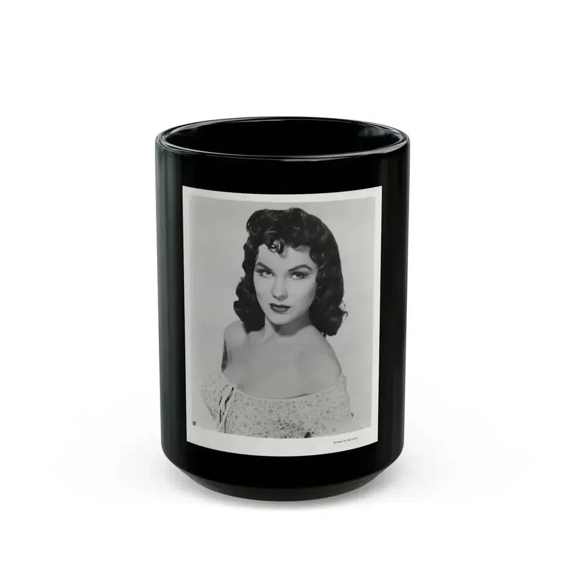 Debra Paget #609 - 8x10 B&W Upper Body Glamour Promo Photo for ''The Gambler From Natchez'' '54 (Vintage Female Icon) Black Coffee Mug 15oz - Go Mug Yourself